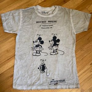 Disney Mickey Mouse Steamboat Willy Patent Drawing T-shirt Size XS